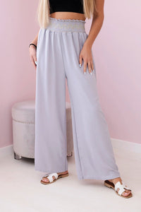 Trousers with a wide elastic waistband IT - 40 / – Gray цвет / color | Lexline Fashion