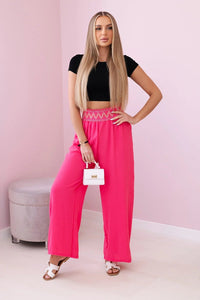 Trousers with a wide elastic waistband IT - 40 / – Pink цвет / color | Lexline Fashion