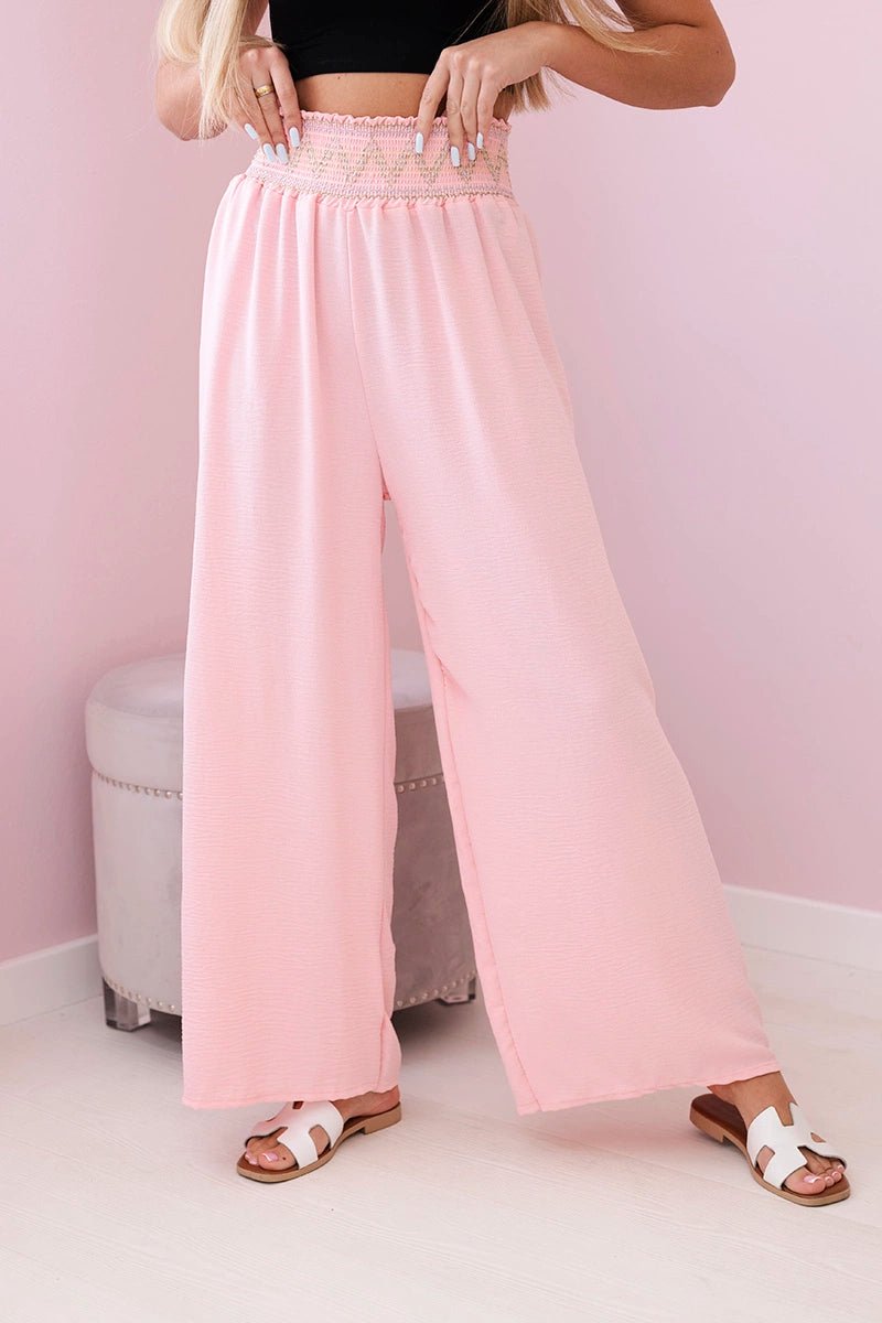 Trousers with a wide elastic waistband IT - 40 / – Powder цвет / color | Lexline Fashion