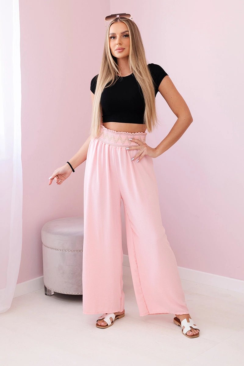 Trousers with a wide elastic waistband IT - 40 / – Powder цвет / color | Lexline Fashion