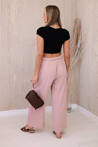 Trousers with a wide waistband 5878 / – Beige цвет / color | Lexline Fashion