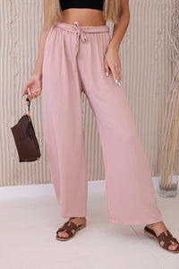 Trousers with a wide waistband 5878 / – Beige цвет / color | Lexline Fashion