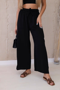 Trousers with a wide waistband 5878 / – Black цвет / color | Lexline Fashion