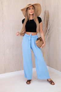 Trousers with a wide waistband 5878 / – Blue цвет / color | Lexline Fashion