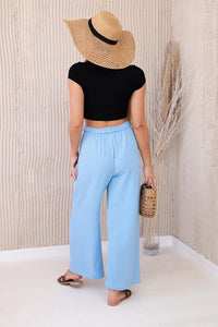 Trousers with a wide waistband 5878 / – Blue цвет / color | Lexline Fashion