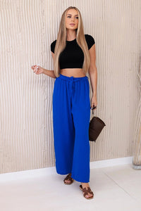 Trousers with a wide waistband 5878 / – Blue cornflower цвет / color | Lexline Fashion