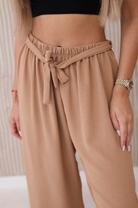 Trousers with a wide waistband 5878 / – Camel цвет / color | Lexline Fashion