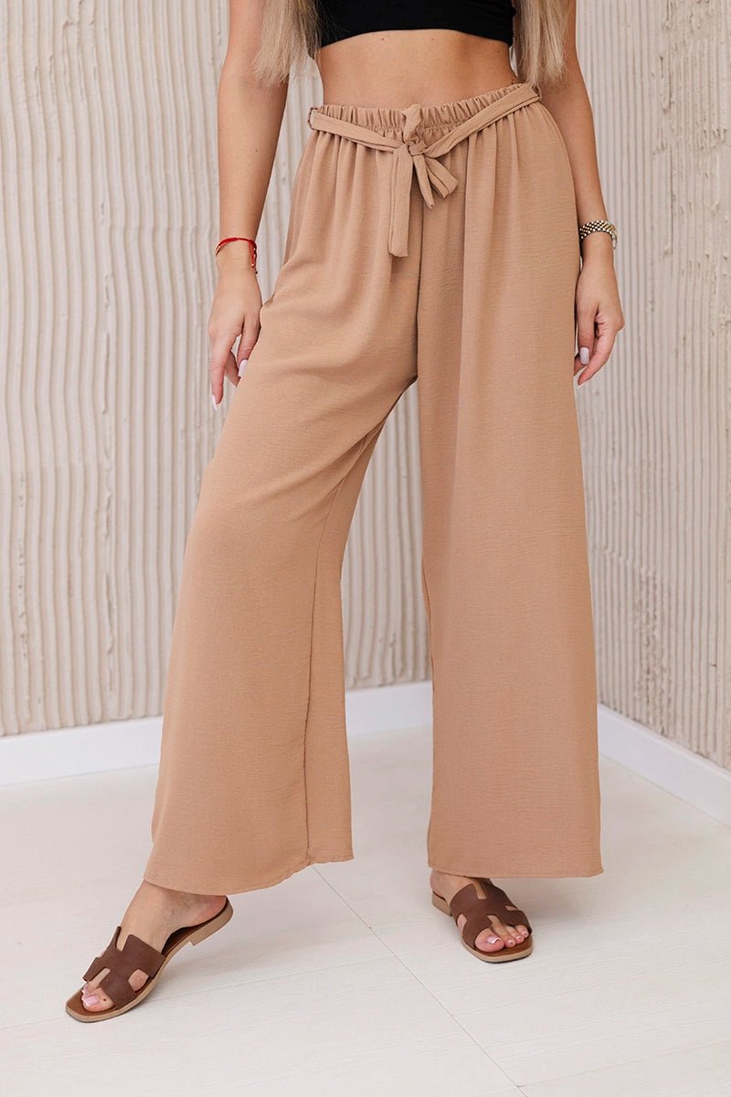 Trousers with a wide waistband 5878 / – Camel цвет / color | Lexline Fashion