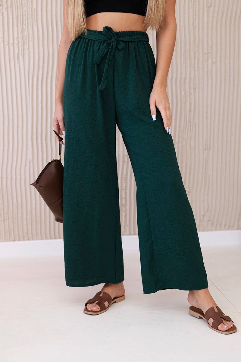 Trousers with a wide waistband 5878 / – Dark || green цвет / color | Lexline Fashion