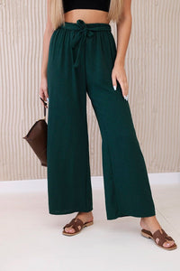 Trousers with a wide waistband 5878 / – Dark || green цвет / color | Lexline Fashion