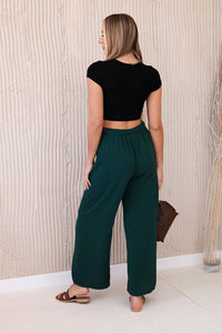 Trousers with a wide waistband 5878 / – Dark || green цвет / color | Lexline Fashion