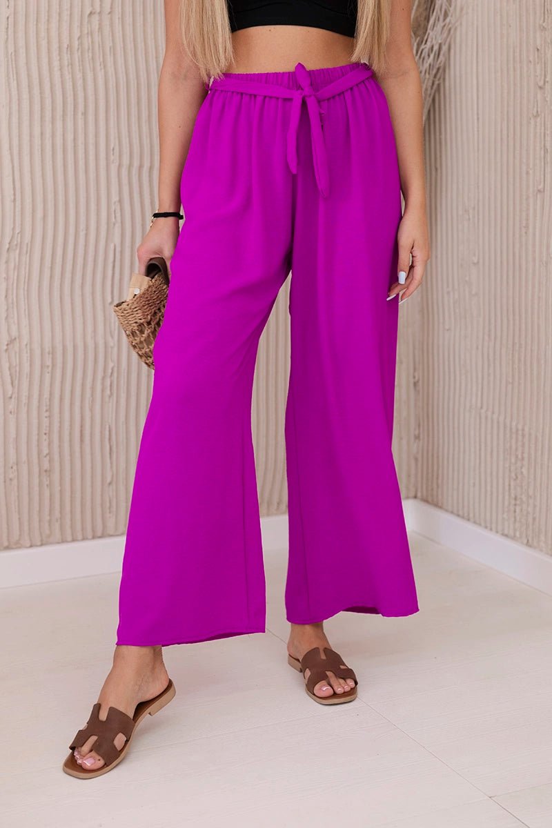 Trousers with a wide waistband 5878 / – Dark || purple цвет / color | Lexline Fashion