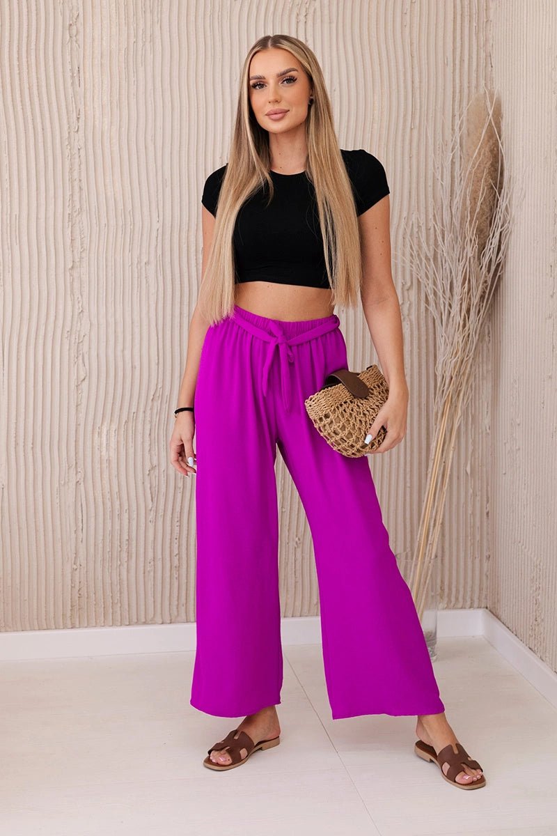 Trousers with a wide waistband 5878 / – Dark || purple цвет / color | Lexline Fashion