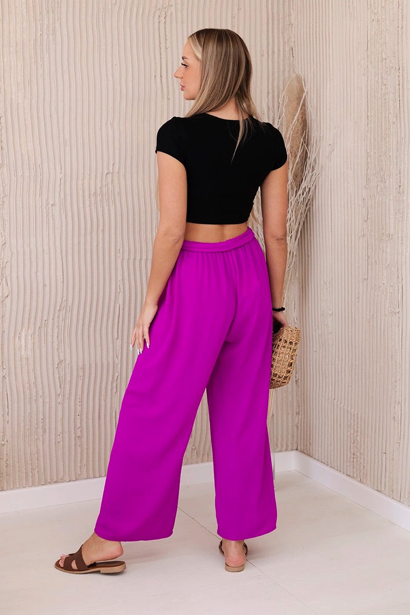 Trousers with a wide waistband 5878 / – Dark || purple цвет / color | Lexline Fashion