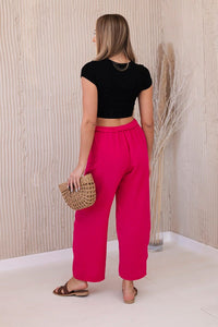 Trousers with a wide waistband 5878 / – Fuchsia цвет / color | Lexline Fashion