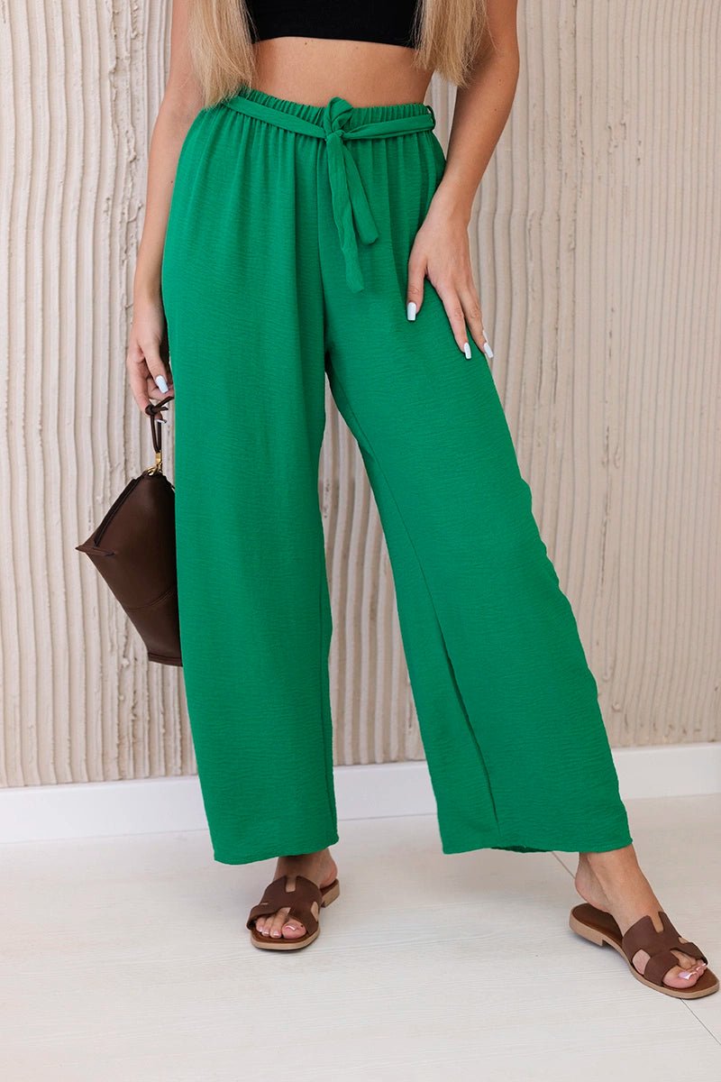 Trousers with a wide waistband 5878 / – Green цвет / color | Lexline Fashion