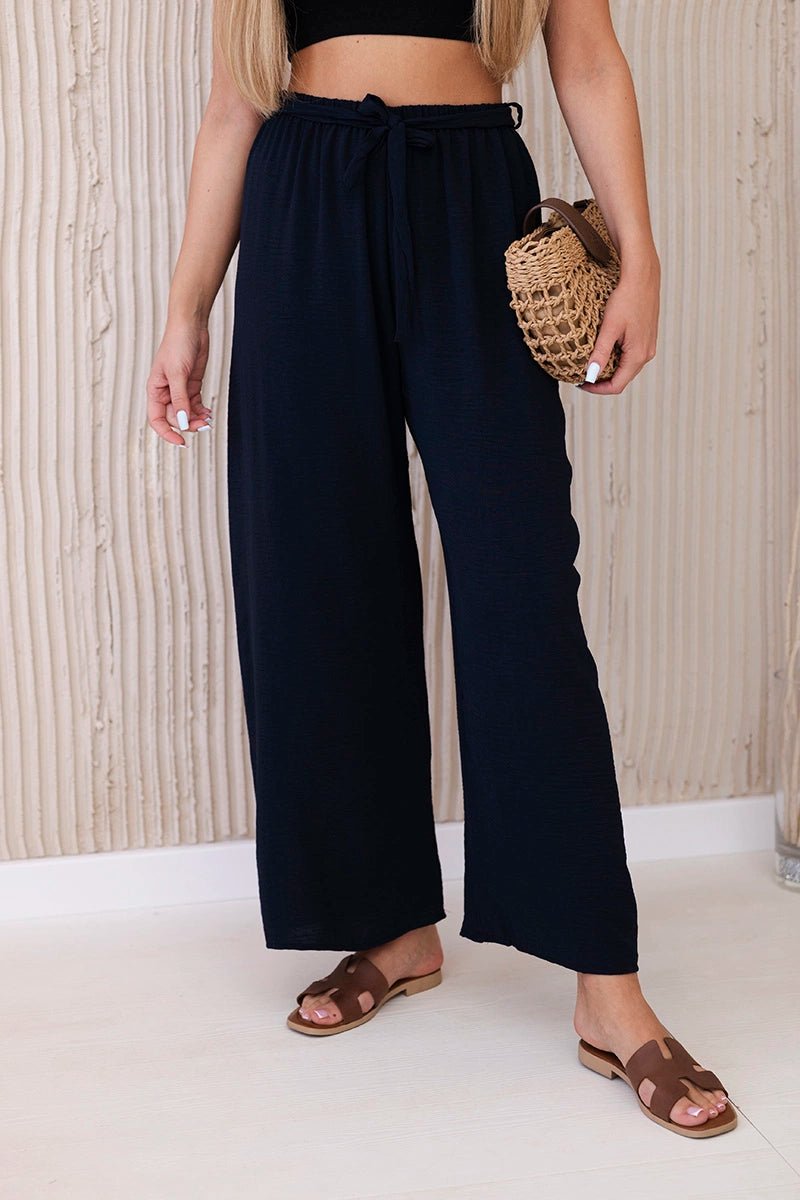 Trousers with a wide waistband 5878 / – Navy blue цвет / color | Lexline Fashion