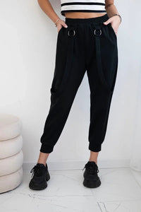 Trousers with decorative stripes 6758 - 1 / – Black цвет / color | Lexline Fashion