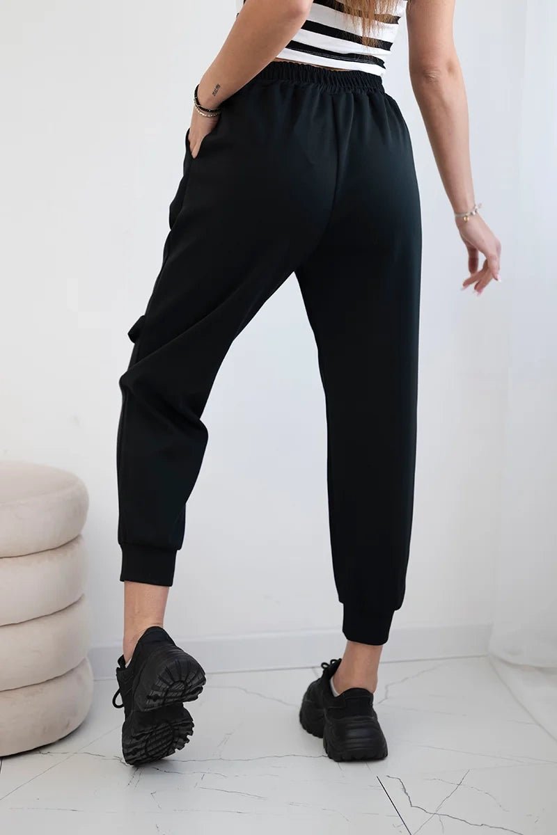 Trousers with decorative stripes 6758 - 1 / – Black цвет / color | Lexline Fashion