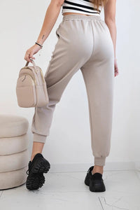 Trousers with decorative stripes 6758 - 1 / – Dark || beige цвет / color | Lexline Fashion