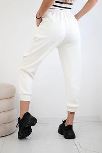 Trousers with decorative stripes 6758 - 1 / – Ecru цвет / color | Lexline Fashion
