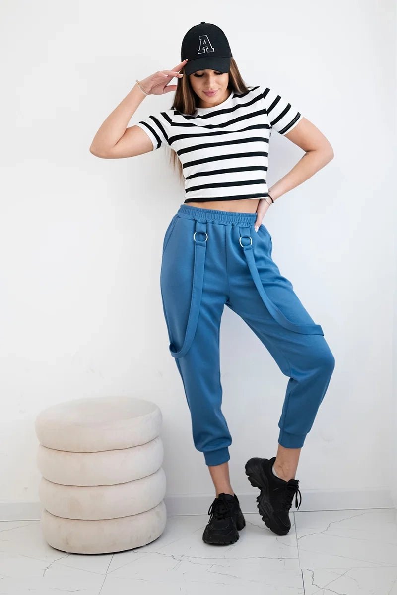 Trousers with decorative stripes 6758 - 1 / – Jeans цвет / color | Lexline Fashion