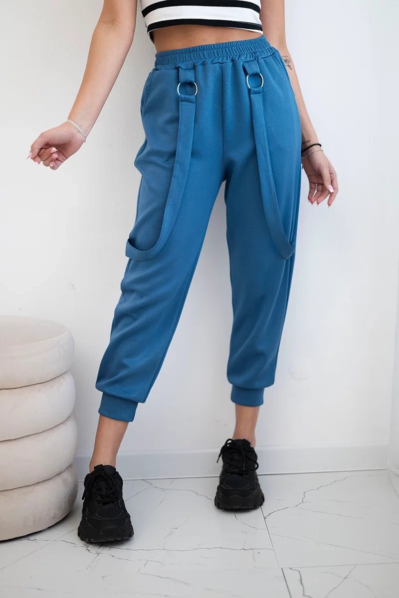 Trousers with decorative stripes 6758 - 1 / – Jeans цвет / color | Lexline Fashion