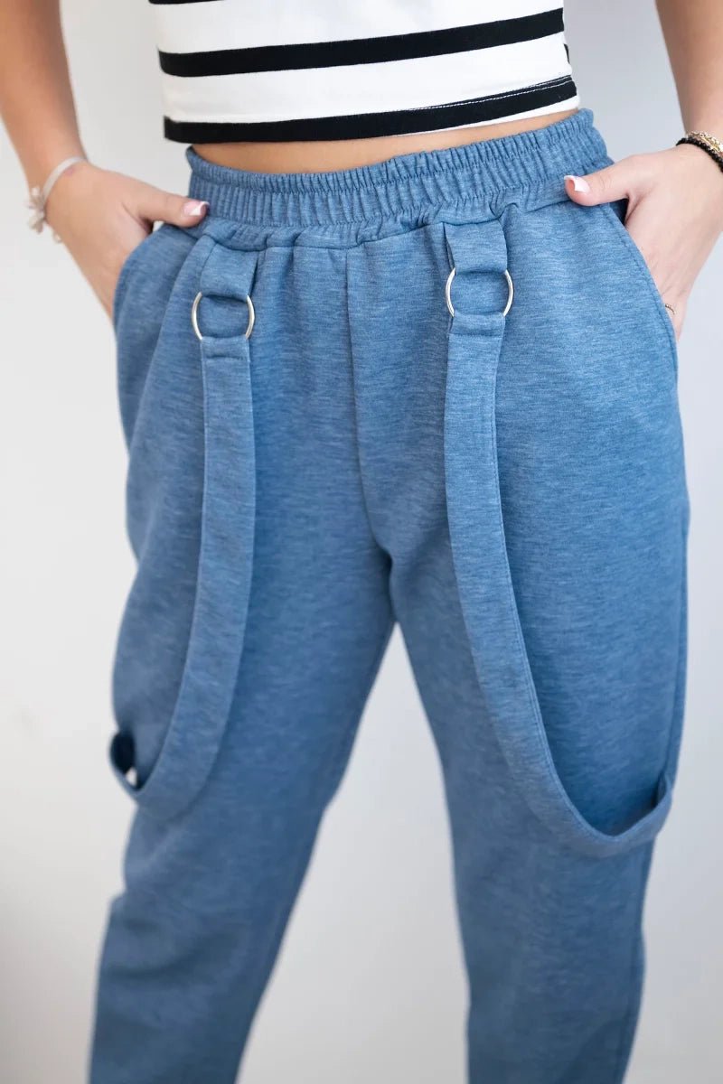 Trousers with decorative stripes 6758 - 1 / – Jeans || Melange цвет / color | Lexline Fashion