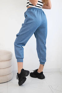 Trousers with decorative stripes 6758 - 1 / – Jeans || Melange цвет / color | Lexline Fashion