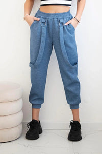 Trousers with decorative stripes 6758 - 1 / – Jeans || Melange цвет / color | Lexline Fashion