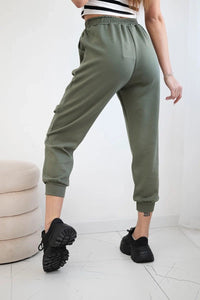Trousers with decorative stripes 6758 - 1 / – Khaki цвет / color | Lexline Fashion