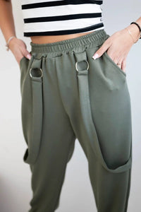 Trousers with decorative stripes 6758 - 1 / – Khaki цвет / color | Lexline Fashion