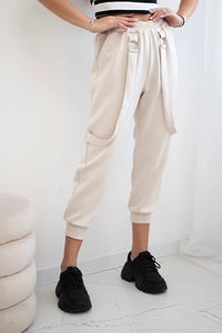Trousers with decorative stripes 6758 - 1 / – Light || Beige цвет / color | Lexline Fashion