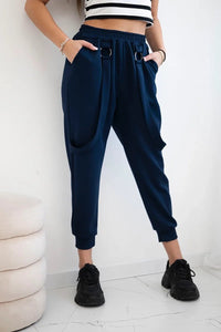 Trousers with decorative stripes 6758 - 1 / – Navy blue цвет / color | Lexline Fashion