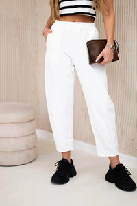 Trousers with pockets 6527 - 1 / – Ecru цвет / color | Lexline Fashion