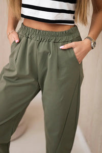 Trousers with pockets 6527 - 1 / – Khaki цвет / color | Lexline Fashion