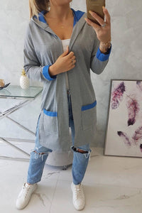 Two - color cardigan with a hood 69422 / – Blue cornflower цвет / color | Lexline Fashion