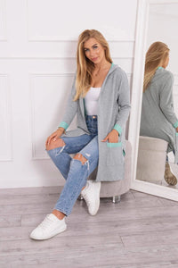 Two - color cardigan with a hood 69422 / – Mint цвет / color | Lexline Fashion
