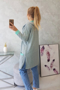 Two - color cardigan with a hood 69422 / – Mint цвет / color | Lexline Fashion