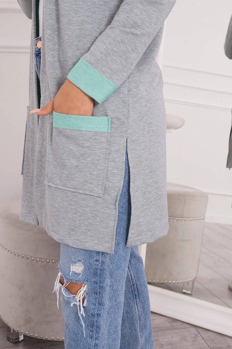 Two - color cardigan with a hood 69422 / – Mint цвет / color | Lexline Fashion