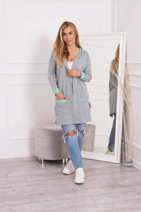 Two - color cardigan with a hood 69422 / – Mint цвет / color | Lexline Fashion