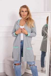 Two - color cardigan with a hood 69422 / – Mint цвет / color | Lexline Fashion