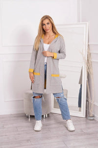 Two - color cardigan with a hood 69422 / – Mustard цвет / color | Lexline Fashion