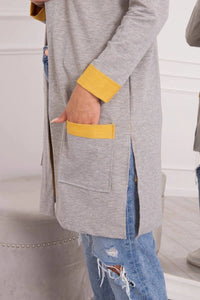 Two - color cardigan with a hood 69422 / – Mustard цвет / color | Lexline Fashion