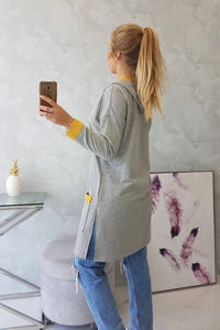 Two - color cardigan with a hood 69422 / – Mustard цвет / color | Lexline Fashion