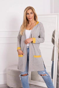 Two - color cardigan with a hood 69422 / – Mustard цвет / color | Lexline Fashion