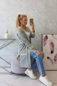 Two - color cardigan with a hood 69422 / – Yellow цвет / color | Lexline Fashion