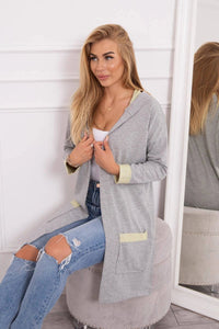 Two - color cardigan with a hood 69422 / – Yellow цвет / color | Lexline Fashion