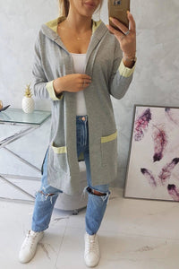 Two - color cardigan with a hood 69422 / – Yellow цвет / color | Lexline Fashion