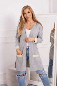 Two - color cardigan with a hood 69422 / – Yellow цвет / color | Lexline Fashion